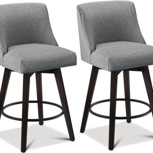 Juego de 2 taburetes de bar giratorios, taburetes tapizados modernos de altura de mostrador, taburetes de 26 pulgadas de altura con respaldo, tela Juego de 2 taburetes de bar giratorios, taburetes tapizados modernos de altura de mostrador, taburetes de 26 pulgadas de altura con respaldo, tela