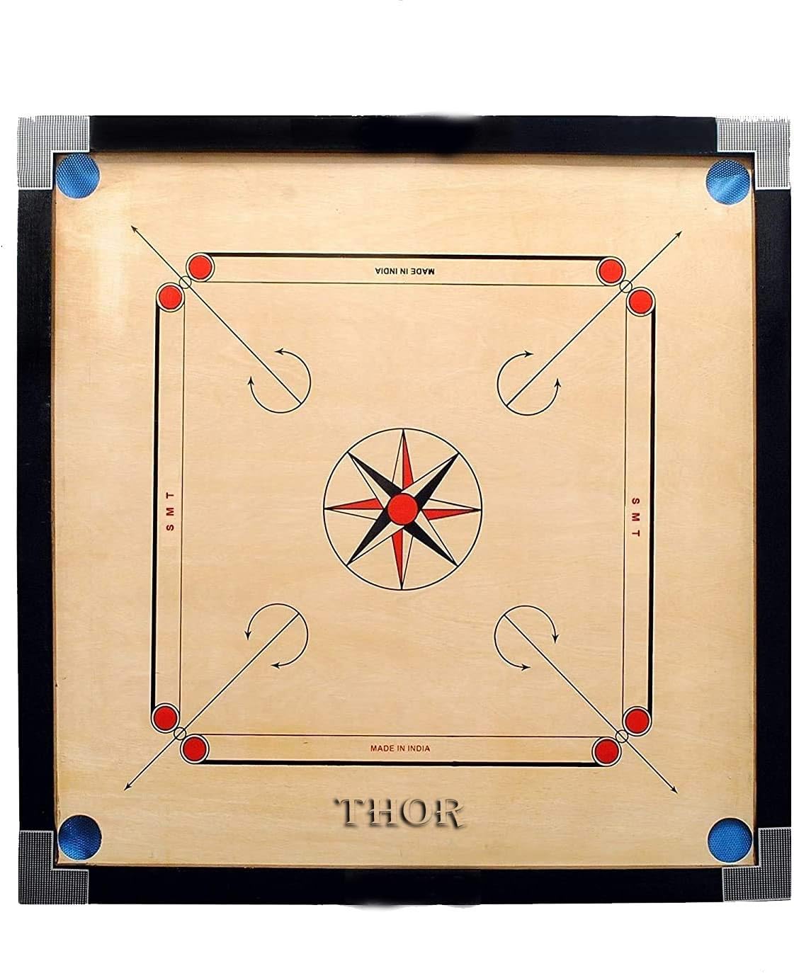 Tablero clásico de Carrom de madera negra para torneo con monedas y polvo tamaño completo de 32 pulgadas, estilo rústico, vintage, decoración del