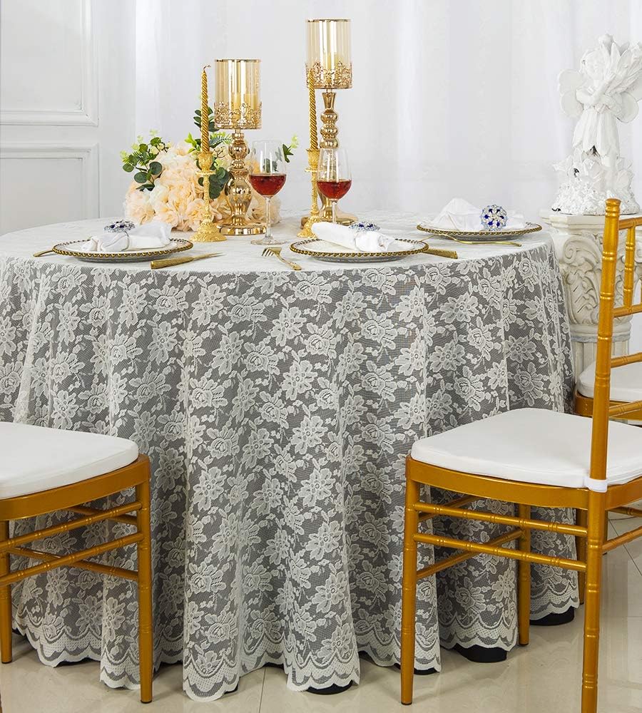Superposiciones de encaje de 108 pulgadas, manteles de encaje redondos, manteles de encaje superpuestos, manteles de encaje para decoración de