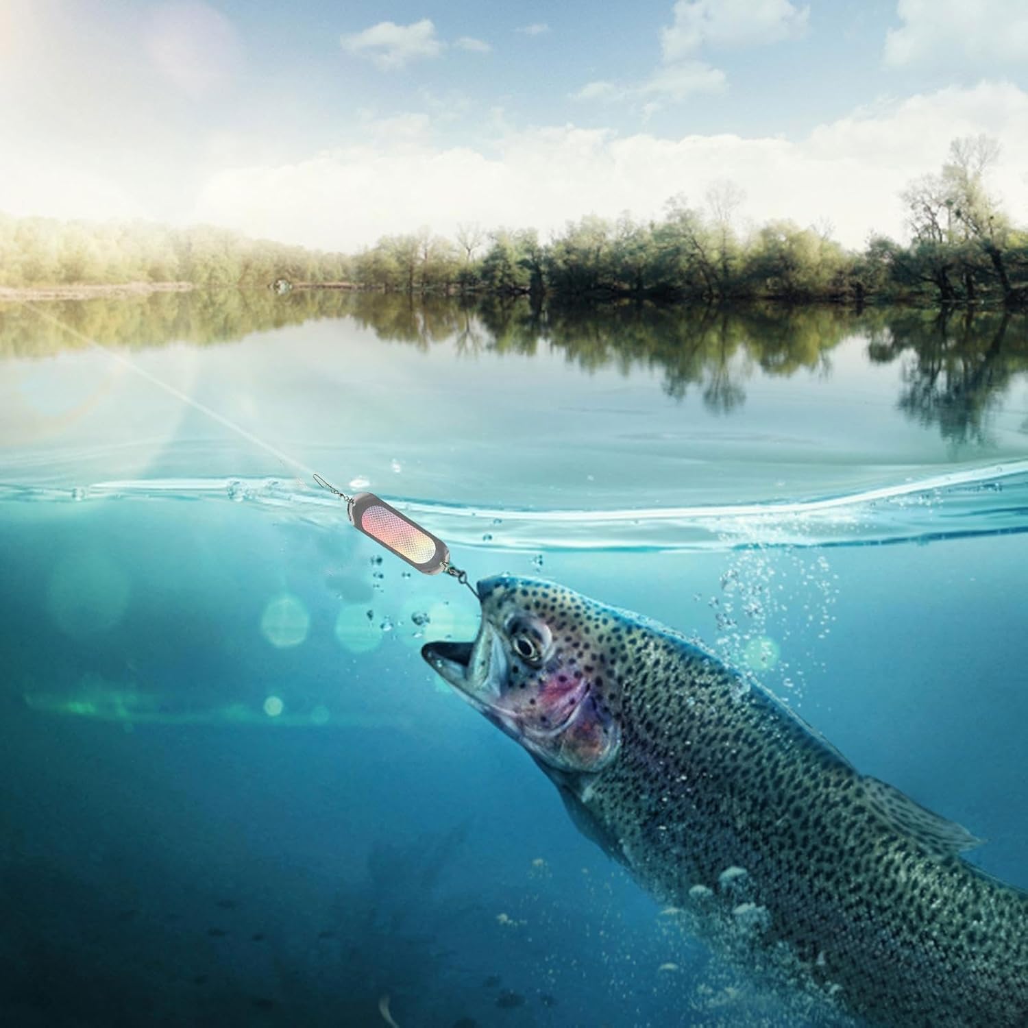Destellos de pesca, 4.5 pulgadas, esquivador de pesca para troling, señuelos de pesca de 0.81 onzas con luces para agua dulce, Dodgers de pesca y