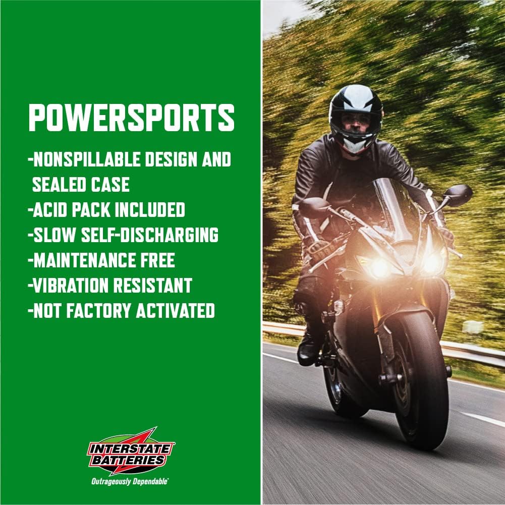 Interstate Batteries YT9B-BS Powersports Batería y cargador (paquete) Batería AGM de 12 V 8 Ah para motocicletas, bicicletas, cuatrimotos, scooters