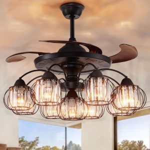 A Million Ventiladores de techo con luces, moderno ventilador de techo rústico de 42 pulgadas negro con motor silencioso reversible de 6 velocidades A Million Ventiladores de techo con luces, moderno ventilador de techo rústico de 42 pulgadas negro con motor silencioso reversible de 6 velocidades