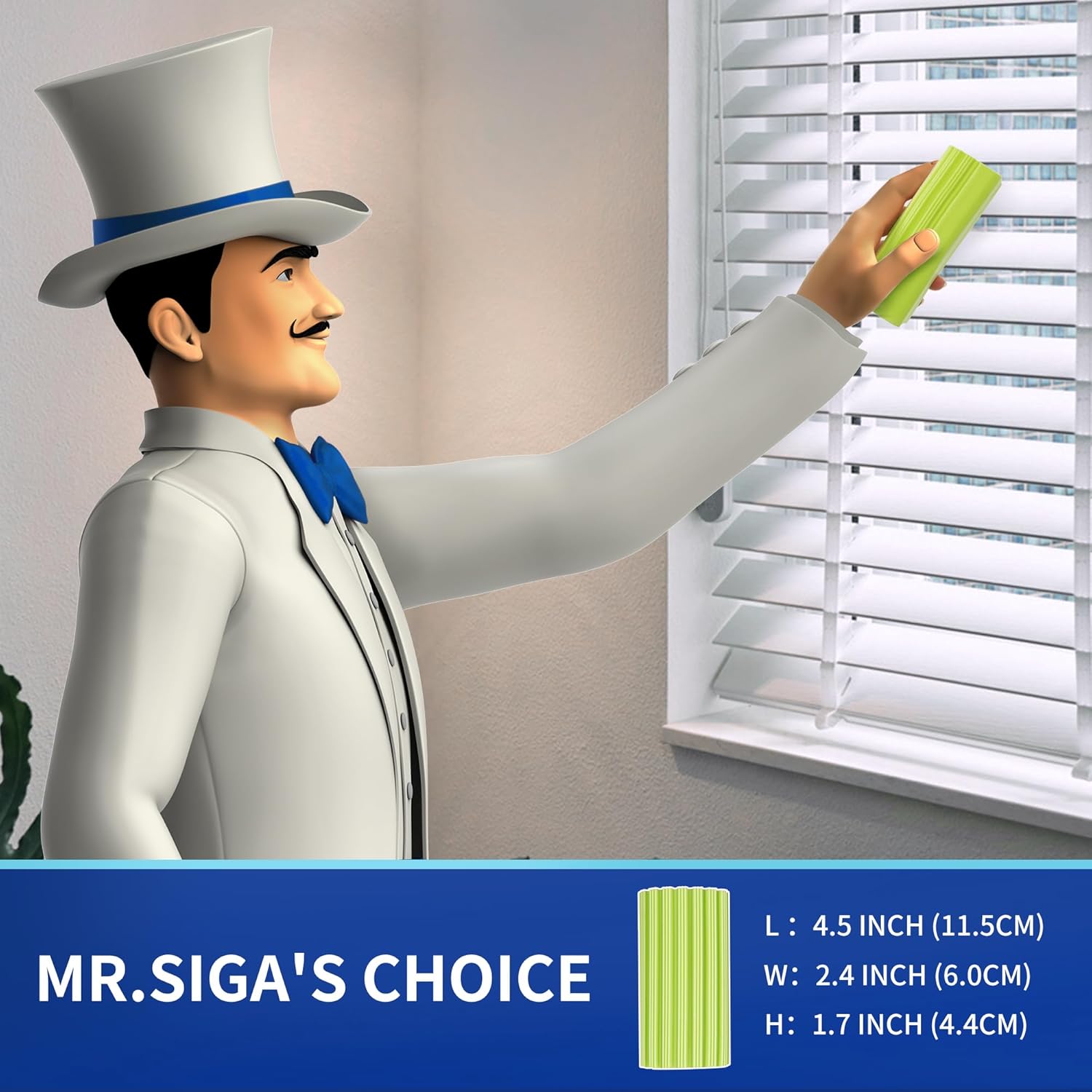 MR.SIGA Plumero de esponja, plumero reutilizable con diseño de superficie acanalada, esponja húmeda para el hogar para limpiar el polvo, paquete de
