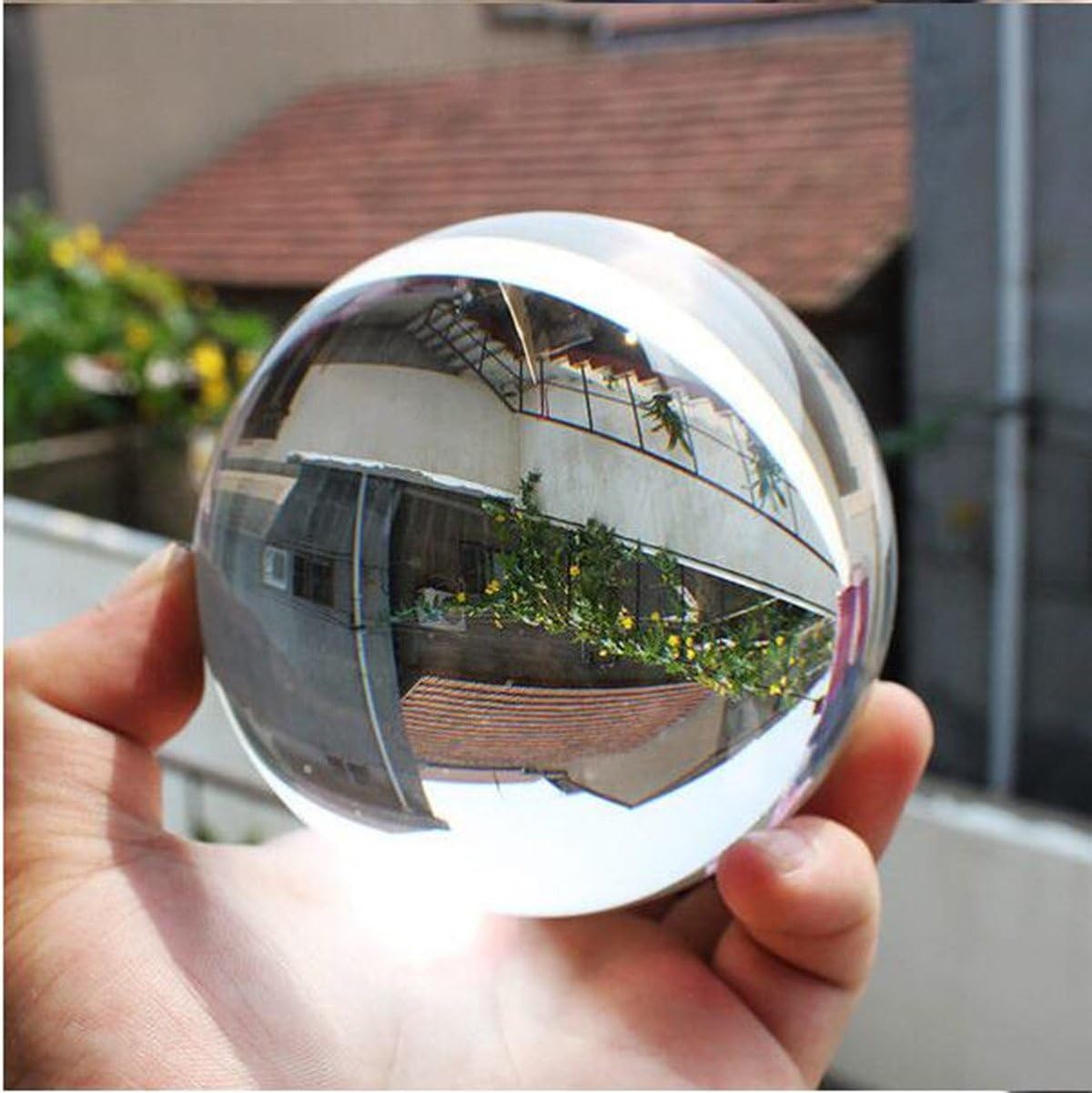 Yosoo Bola curativa de cristal mágico asiático rara decoración de arte esfera orbe 1.575 in con base de soporte (transparente)