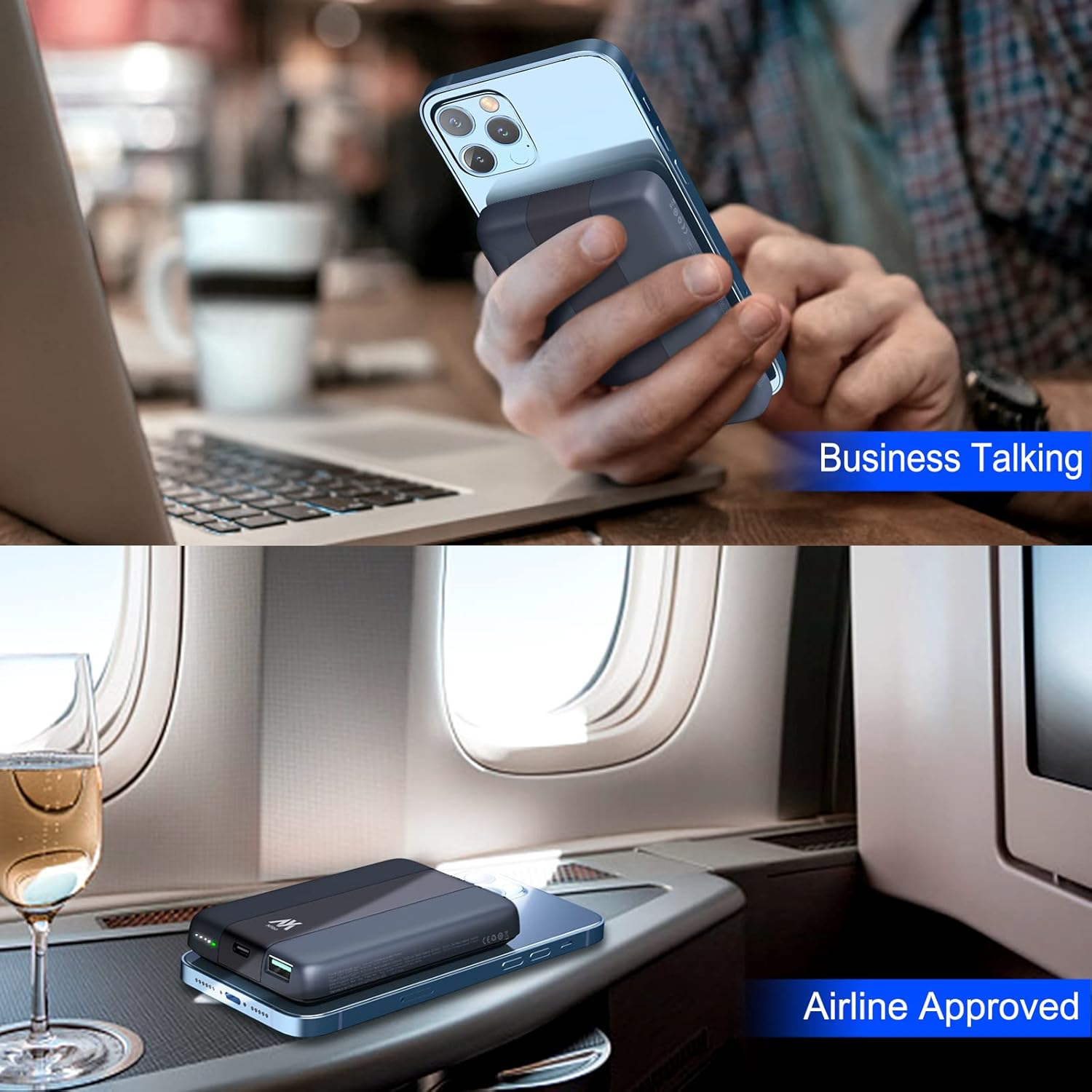 Banco de energía magnético para iPhone, cargador portátil inalámbrico de 10000 mAh, batería USB con PD de 20 W de carga rápida, cargador de teléfono