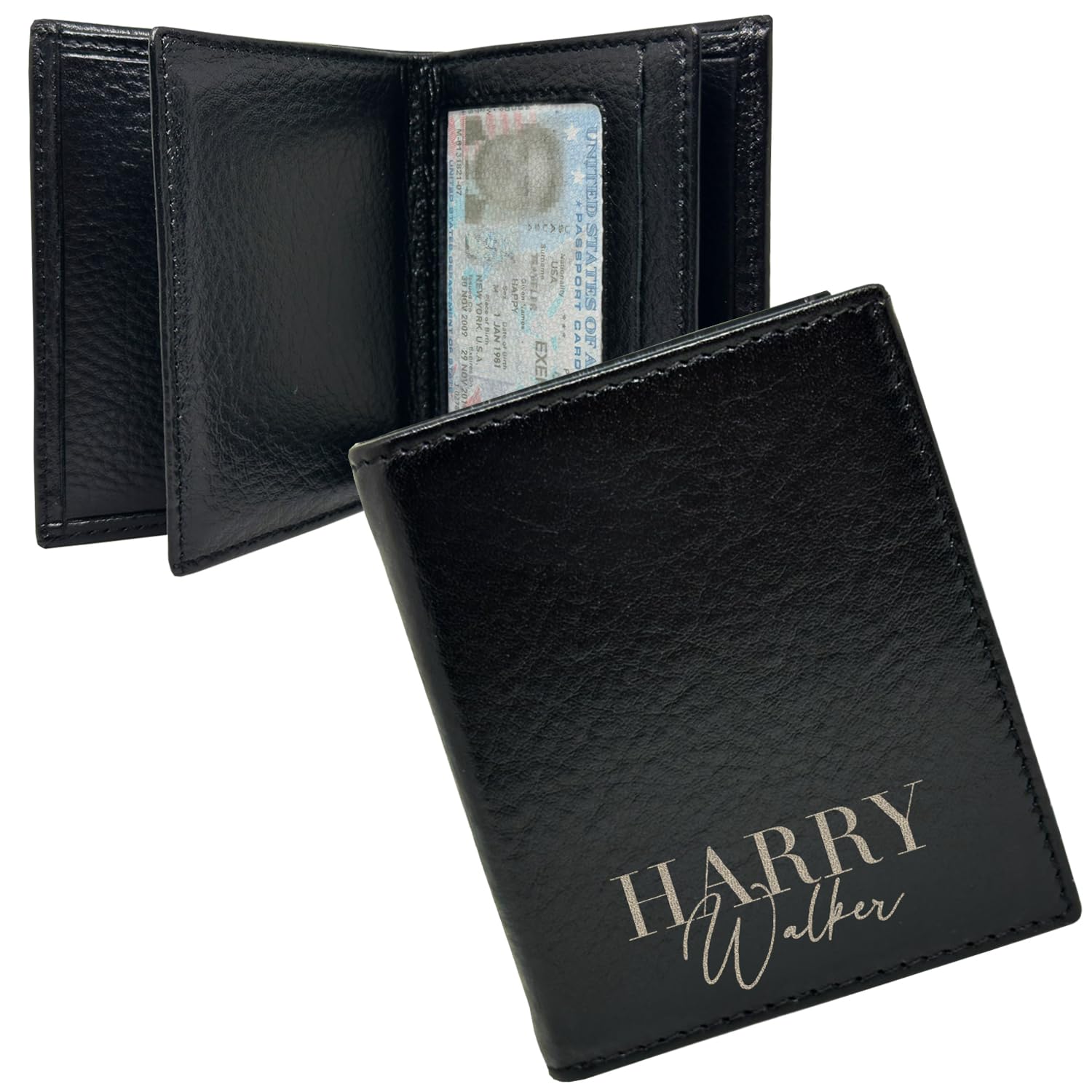 Genuine Leather Custom Wallet For Men, Cartera de Hombres, Christmas Gift For Dad, Men Birthday Gifts, 3 ID Window Bifold Wallet For Husband, BF,