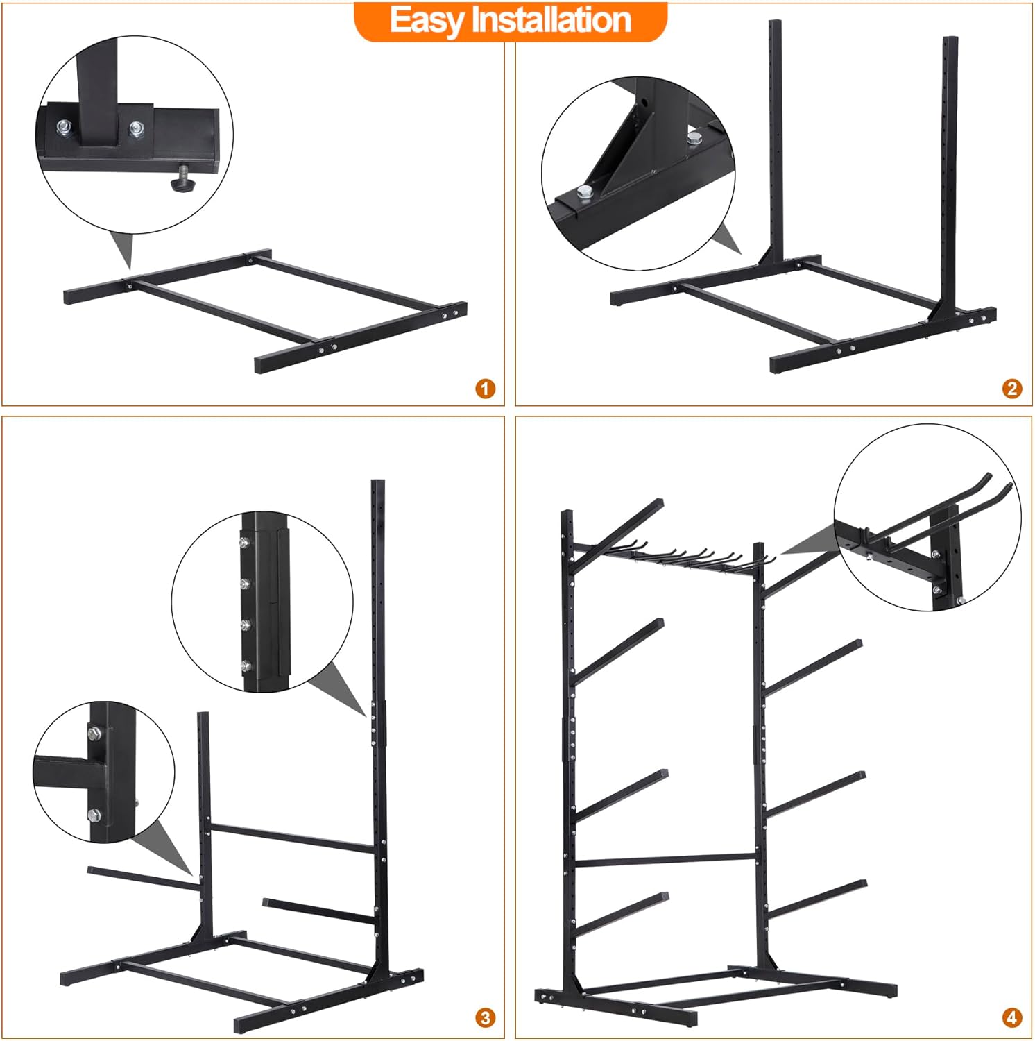Freestanding Kayak Rackl, Adjustable Kayak and SUP Stand, Weatherproof and Heavy Duty Surfboard Storage Rack, Hold up Kayaks, SUPs, Paddleboards,