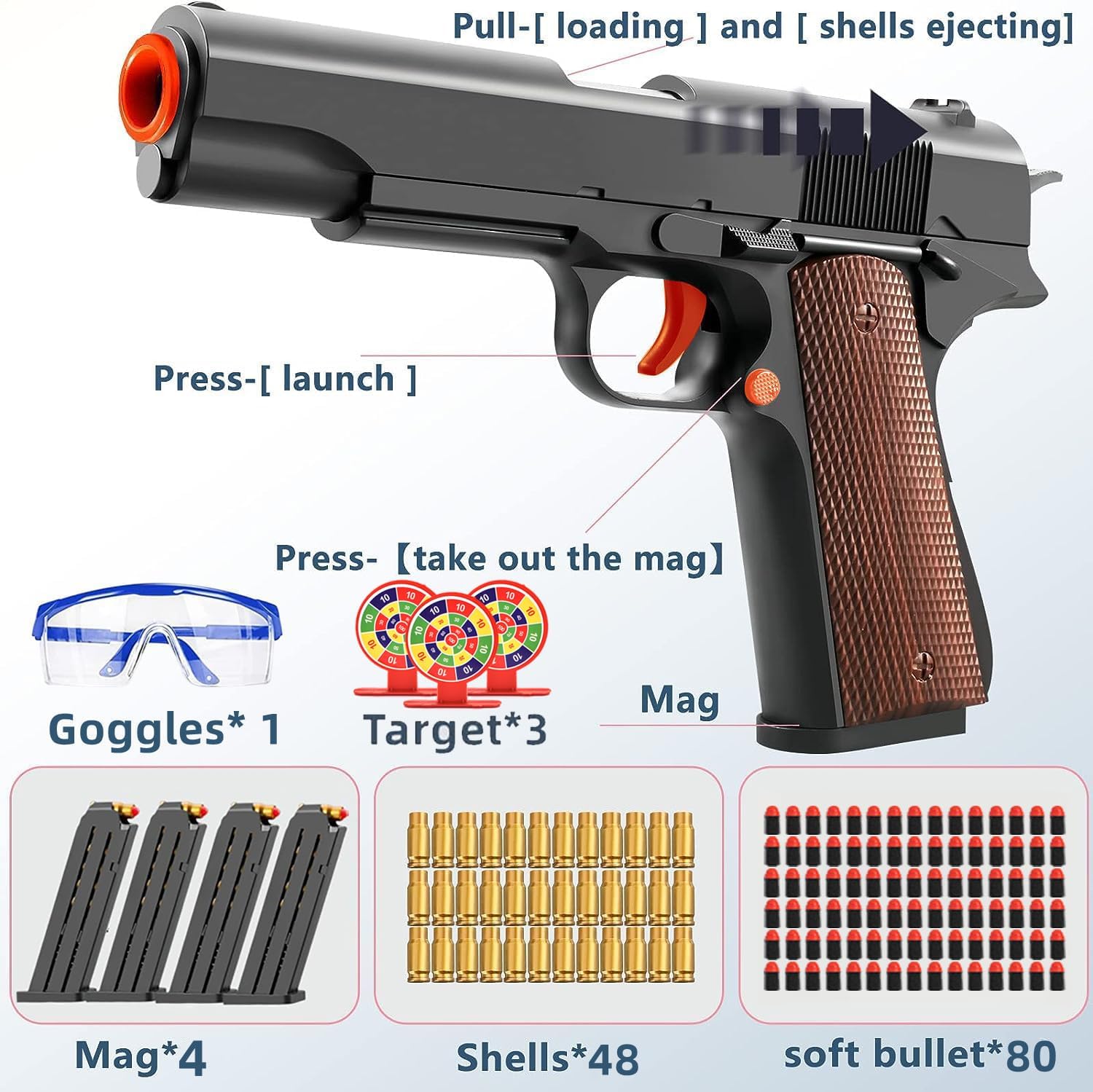 Pistola de juguete modelo educativo de balas de espuma suave, juegos de disparos de pistola de juguete suave, pistola de juguete de bala suave,