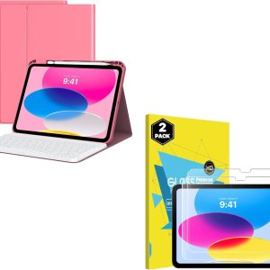 MoKo Funda para teclado con 2 protectores de pantalla de vidrio para iPad de 10 generación con teclado, teclado de 10 generación con soporte para MoKo Funda para teclado con 2 protectores de pantalla de vidrio para iPad de 10 generación con teclado, teclado de 10 generación con soporte para