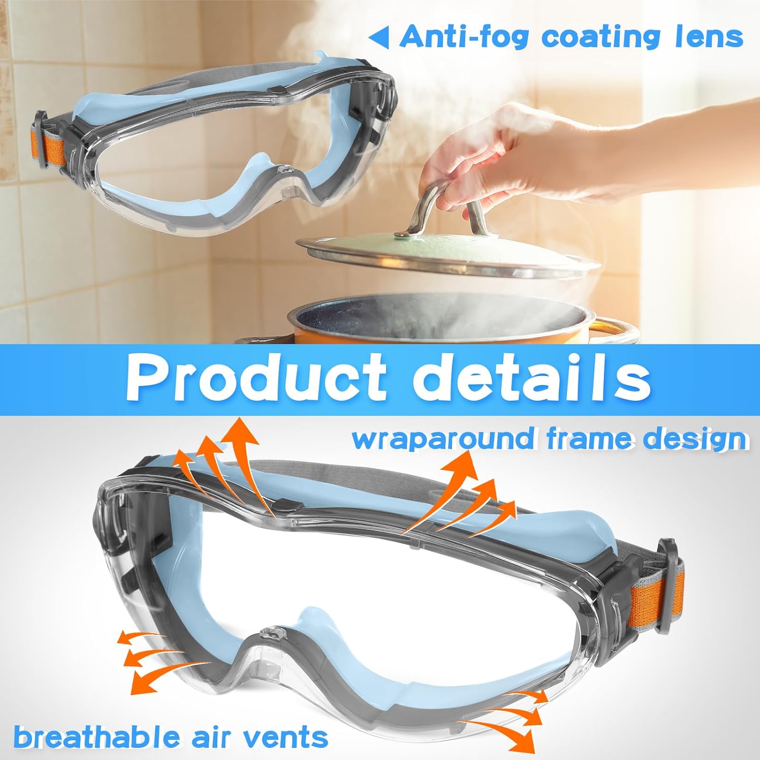 12 gafas de seguridad antivaho lentes transparentes de laboratorio que se ajustan sobre las gafas, gafas protectoras para hombres y mujeres,