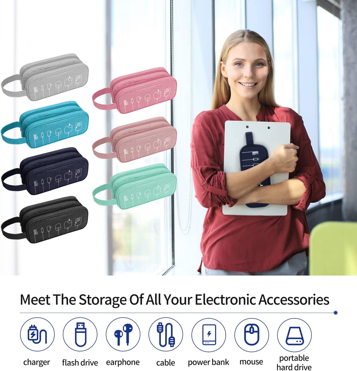 HESTECH Organizador de cables, organizador de cables, organizador electrónico de carga, estuche de viaje para accesorios electrónicos pequeños,