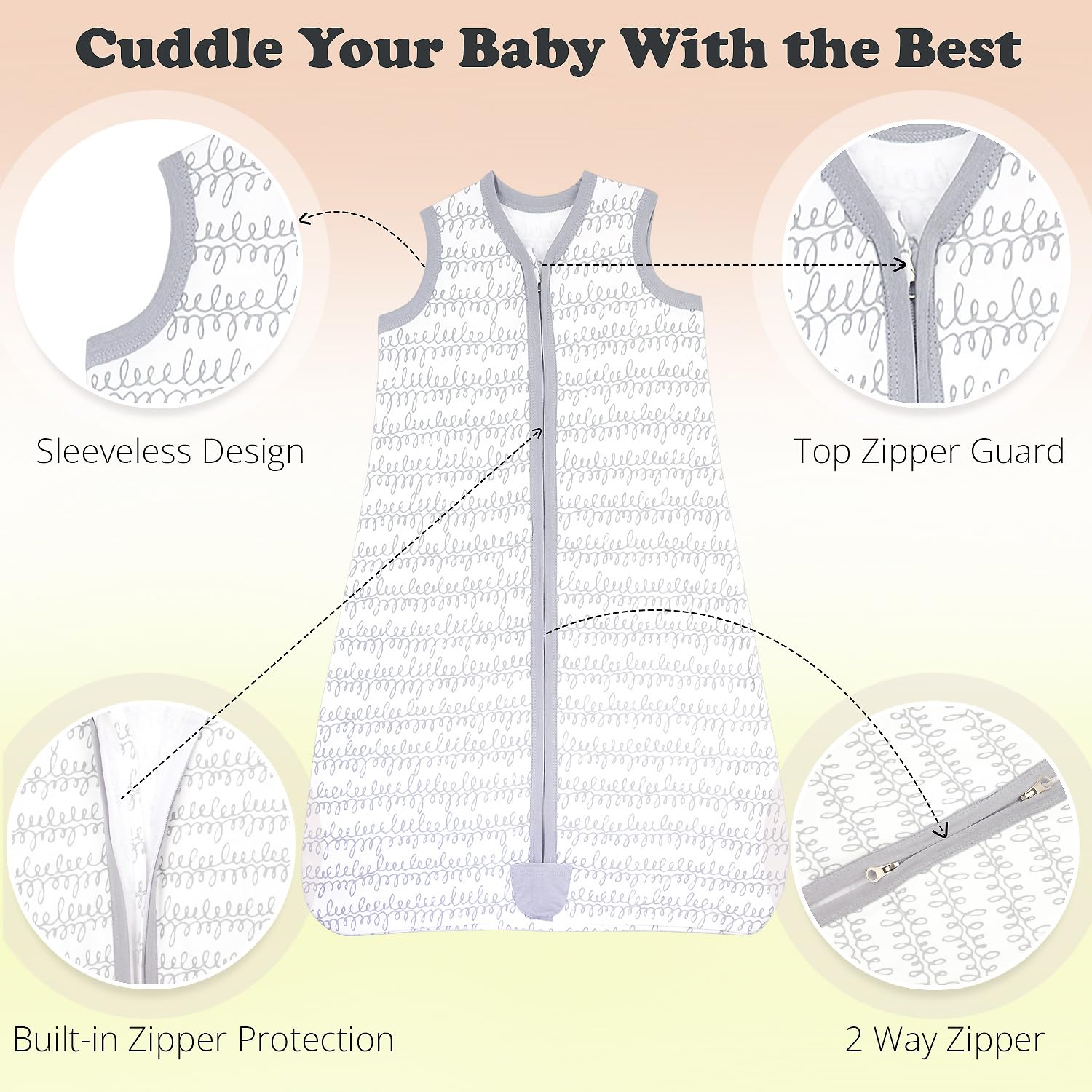 Manta para bebé, sacos de dormir de algodón para 12-18 meses, paquete de 2 sacos de dormir unisex, tamaño grande, cremallera de 2 vías, algodón