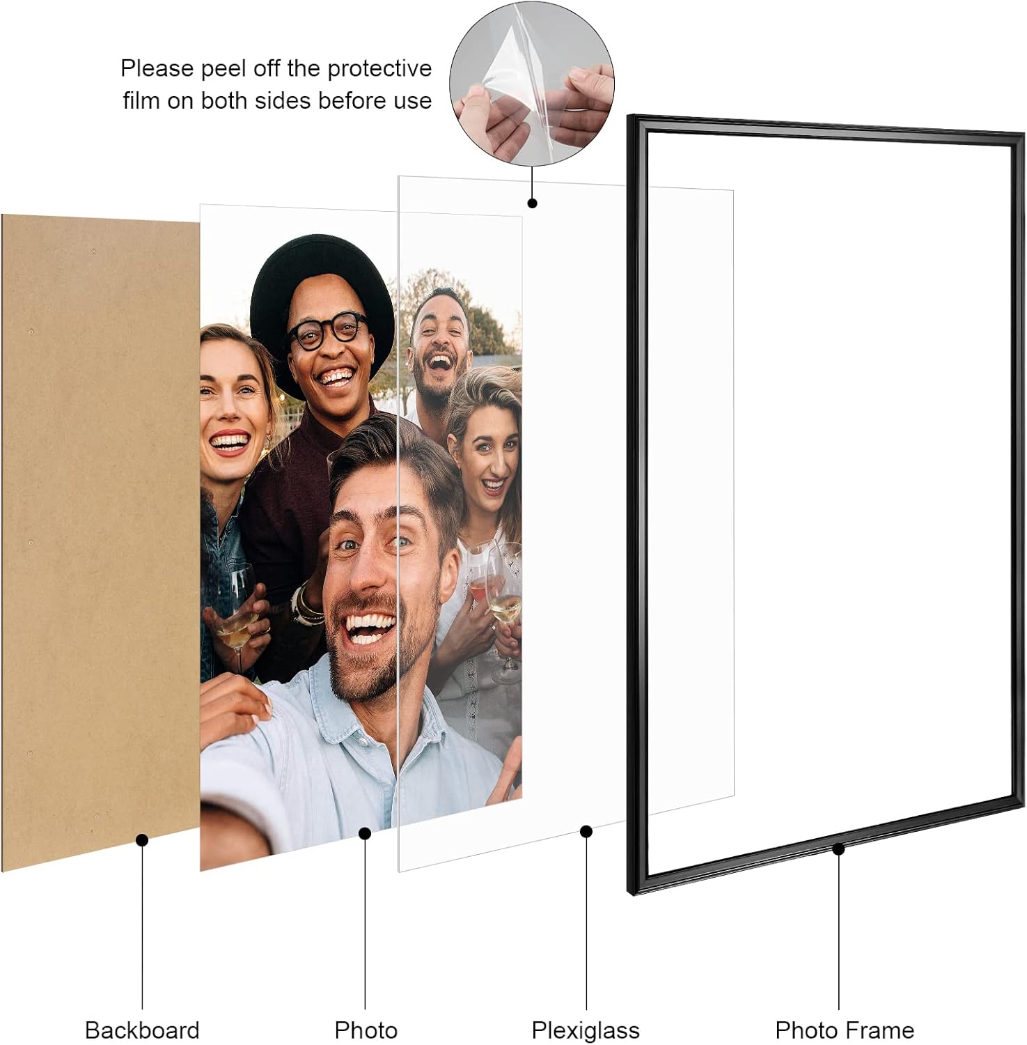 Anozie Marco negro de 16 x 24 pulgadas, juego de marcos de póster de diseño simple con plexiglás HD para montaje en pared, paquete de 1 unidad