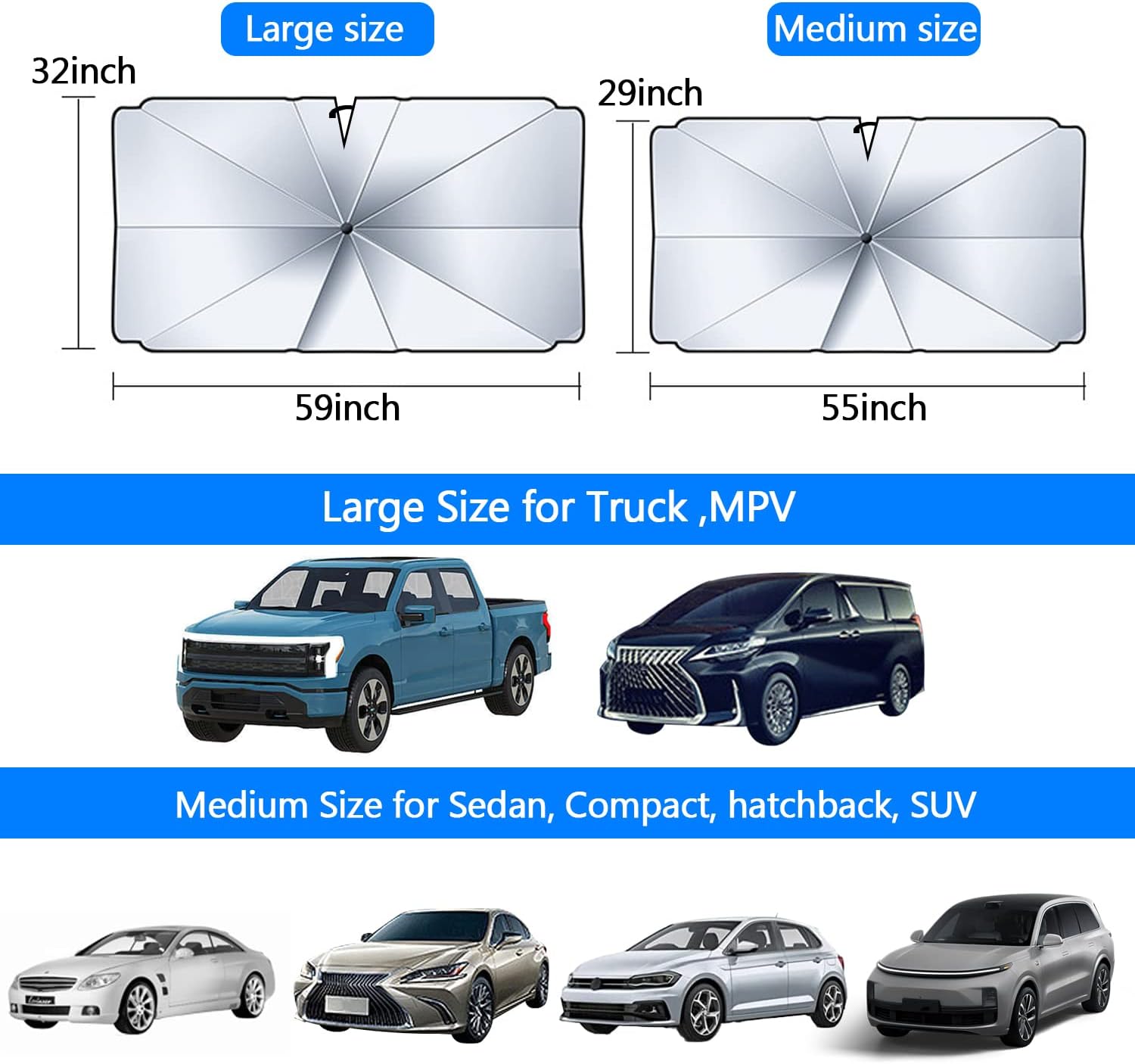 Parasol mejorado para parabrisas de automóvil, parasol para ventana delantera, sombrilla con brella, protector para SUV, modelo Te-s-l-a, accesorios
