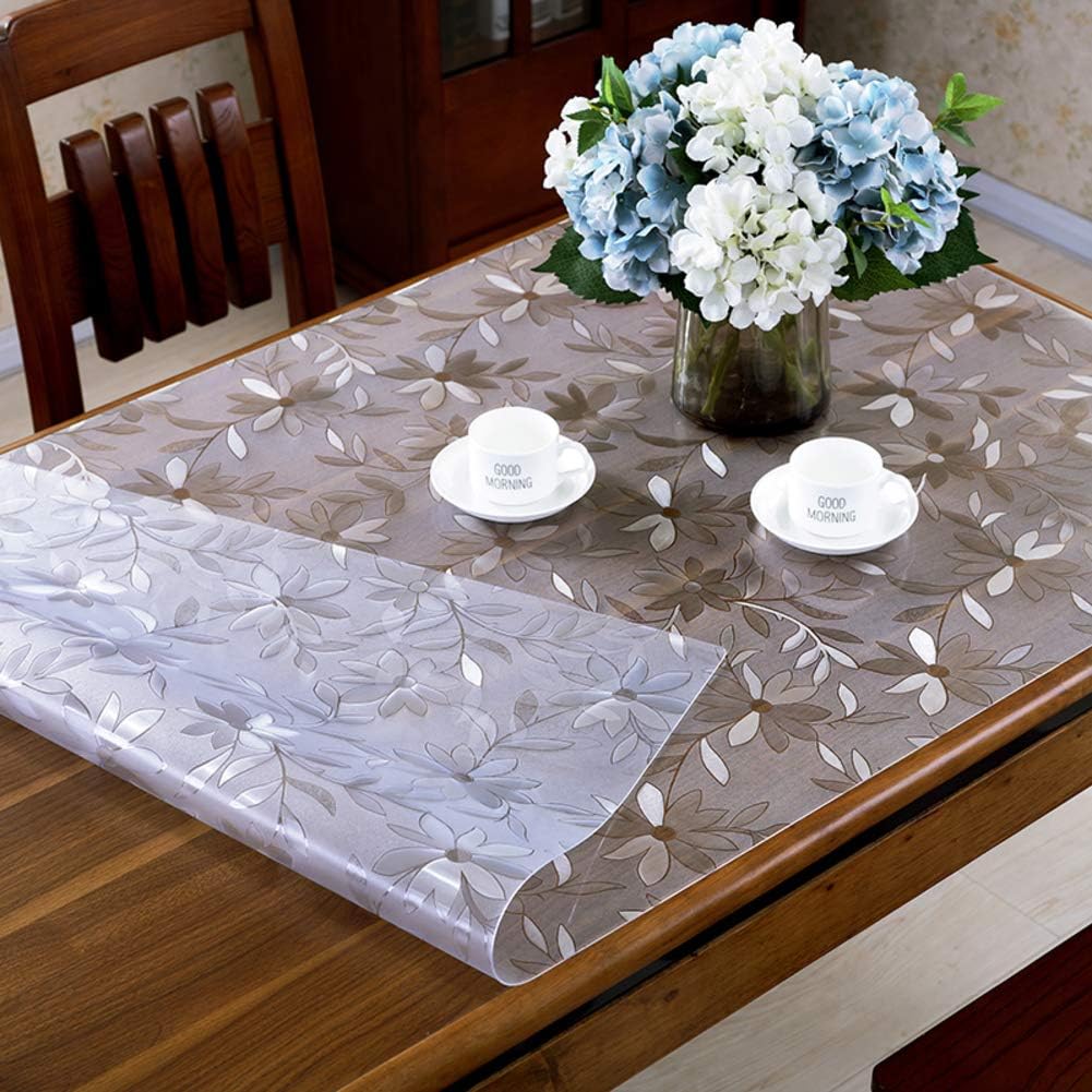 Mantel de PVC de 0.069 pulgadas de grosor, mantel de plástico transparente, impermeable, protector de vidrio, mantel de vinilo para mesas de comedor