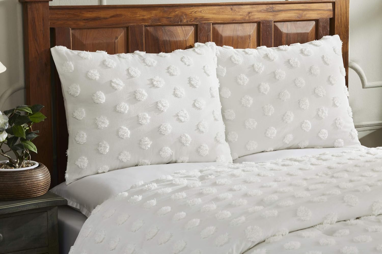 Better Trends Colección de edredón 100% algodón, diseño Athenia, juego de cama tamaño matrimonialqueen en marfil, edredón de cama único y lujoso,