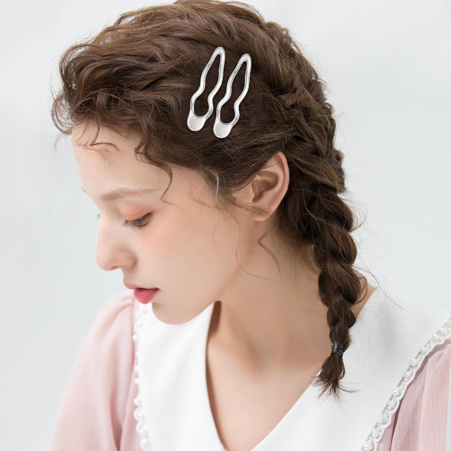 10 pinzas para el cabello con ondas metálicas plateadas, pasadores para el cabello Y2K, pinzas para el cabello vintage de cocodrilo, pequeños
