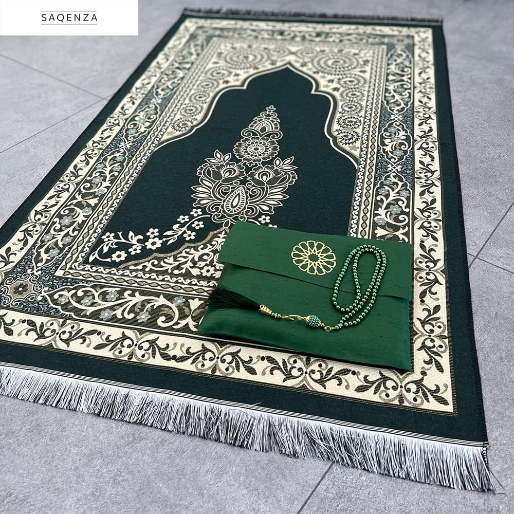 Alfombra de oración musulmana  Tapete de oración con bolsa de viaje, cuentas de oración  Regalos musulmanes  Regalos de Ramadán para hombres,