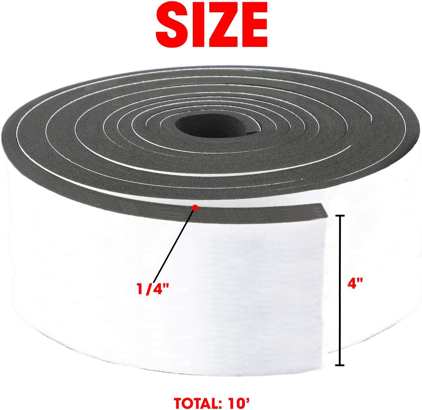 Dualplex – Rollo de tira de espuma de neopreno, 4 pulgadas de ancho x 10 pies de largo y 14 pulgadas de grosor, sellado contra la intemperie, pelado