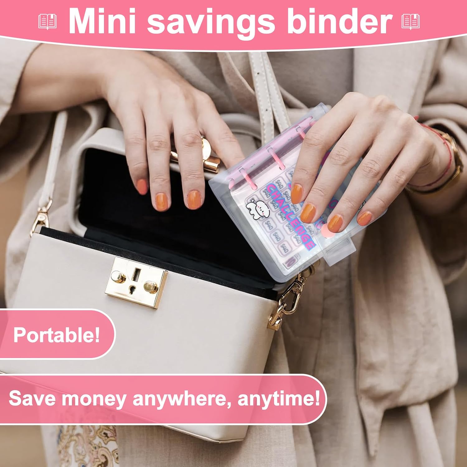AIERSA Mini carpeta con sobres de efectivo, carpeta portátil para ahorrar dinero, organizador de libros para 1000 rellenos de efectivo,