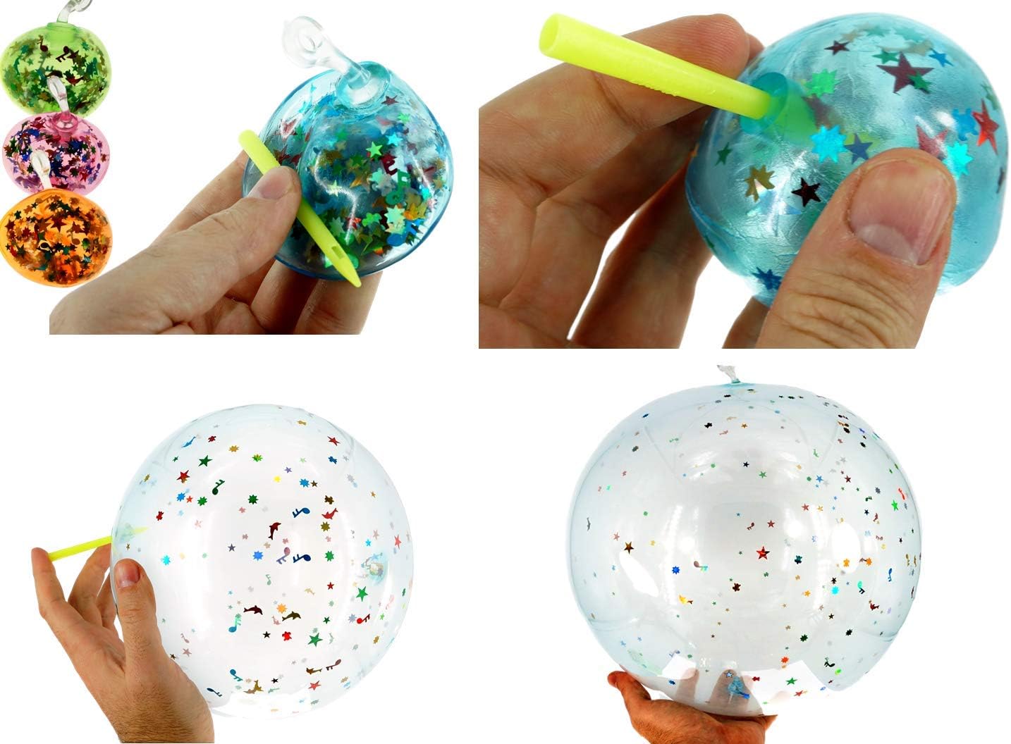 JA-RU Globos inflables de confeti (1 bola de confeti) Burbuja rellena de purpurina de confeti transparente para niños y adultos. Juguete de verano