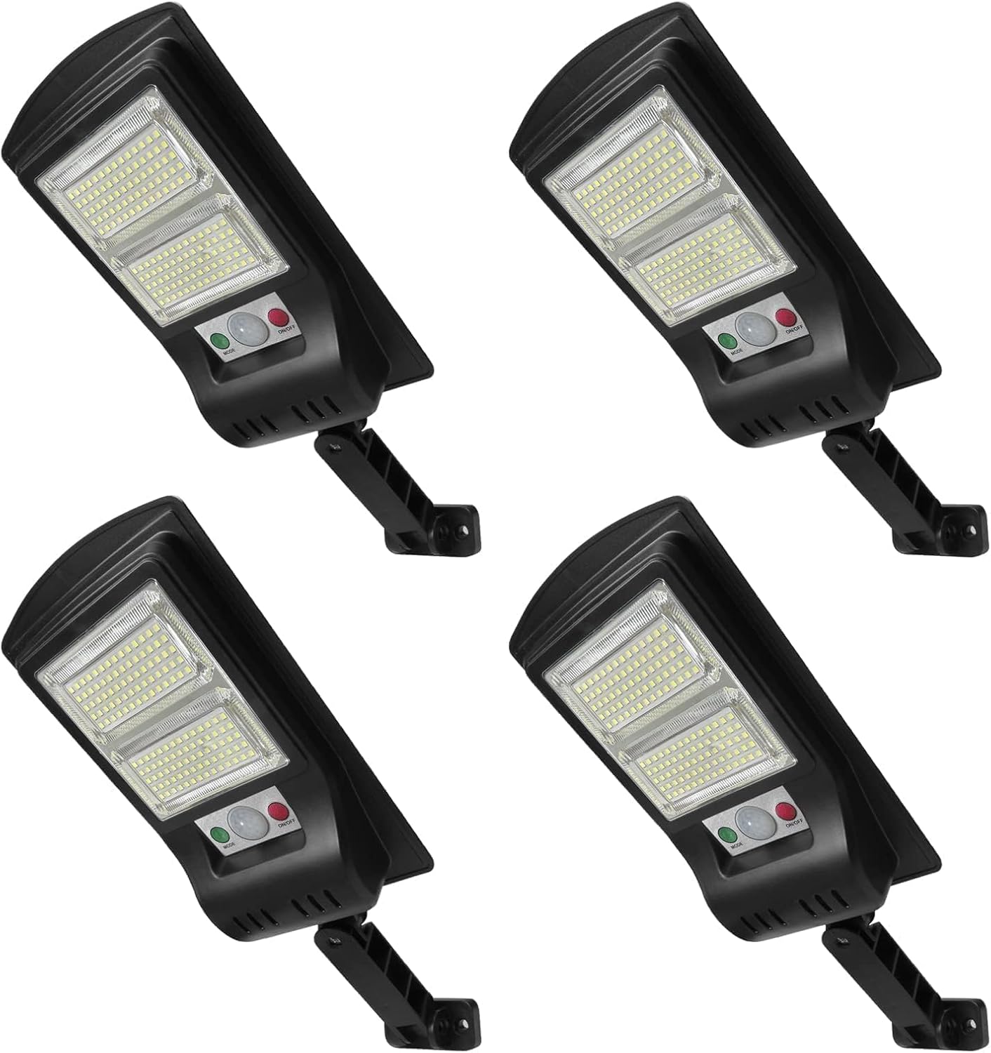 Duewot Luces solares para exteriores paquete de 4 1000 lúmenes, 3 modos de sensor de movimiento, luces de seguridad impermeables para patios