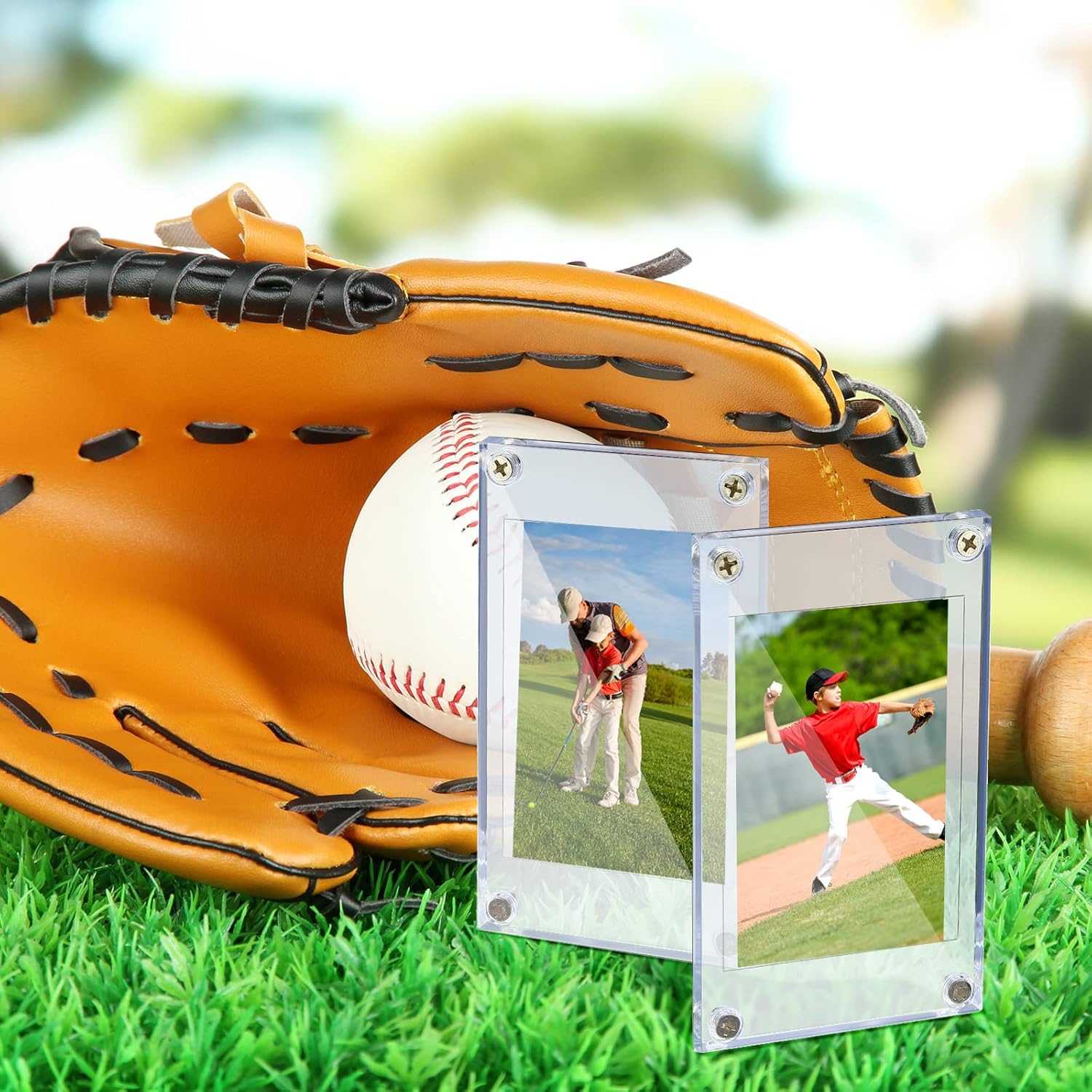 Protector de tarjeta acrílico con tornillo, protector de tarjeta de béisbol de 35 PT, protectores transparentes para tarjetas de béisbol, fútbol,