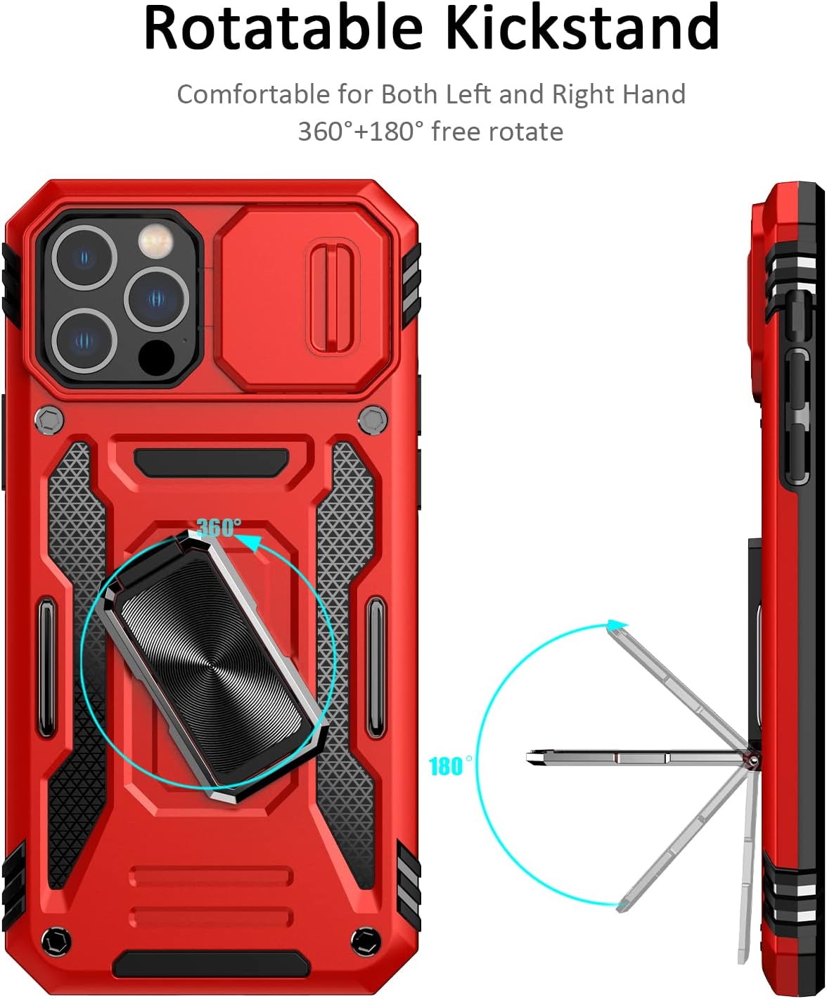 Nvollnoe Funda para iPhone 1212 Pro con funda deslizante para cámara de grado militar, resistente a prueba de caídas, resistente con anillo