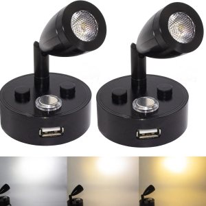 Luces interiores para caravana, LED de 12 V con puerto USB, luz de lectura para caravana, luz de lectura regulable al tacto, luz blanca cálida para Luces interiores para caravana, LED de 12 V con puerto USB, luz de lectura para caravana, luz de lectura regulable al tacto, luz blanca cálida para