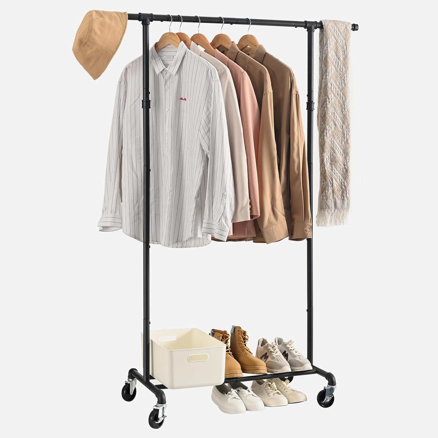 Perchero de ropa con ruedas, perchero de ropa resistente, perchero de ropa de metal, organizador de armario, para dormitorio, sala de estar, ventas