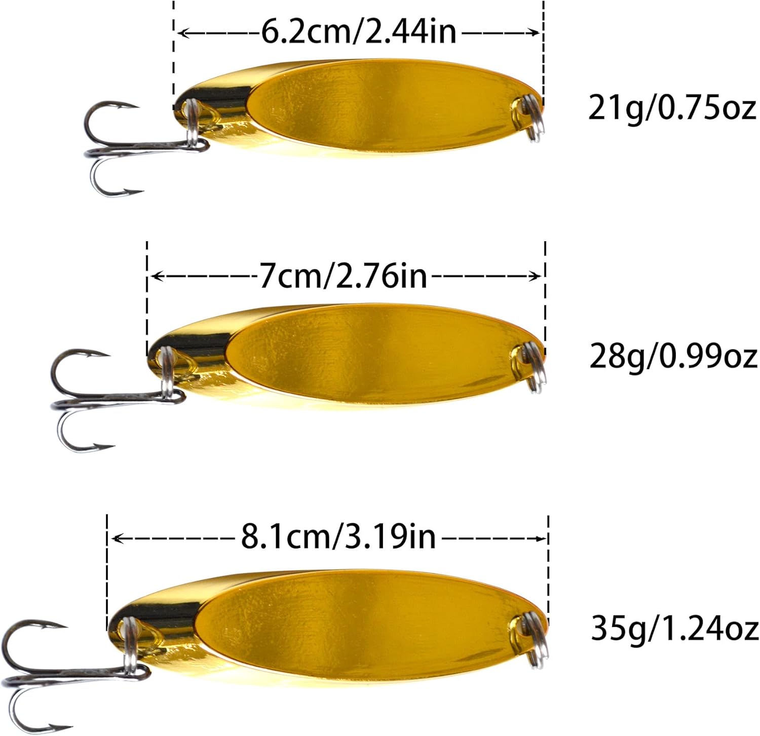 Juego de 5 cucharas de señuelo de pesca, anzuelos de pesca para lubina, trucha, kit de señuelos de aleación de zinc, cucharas de lentejuelas, cebos