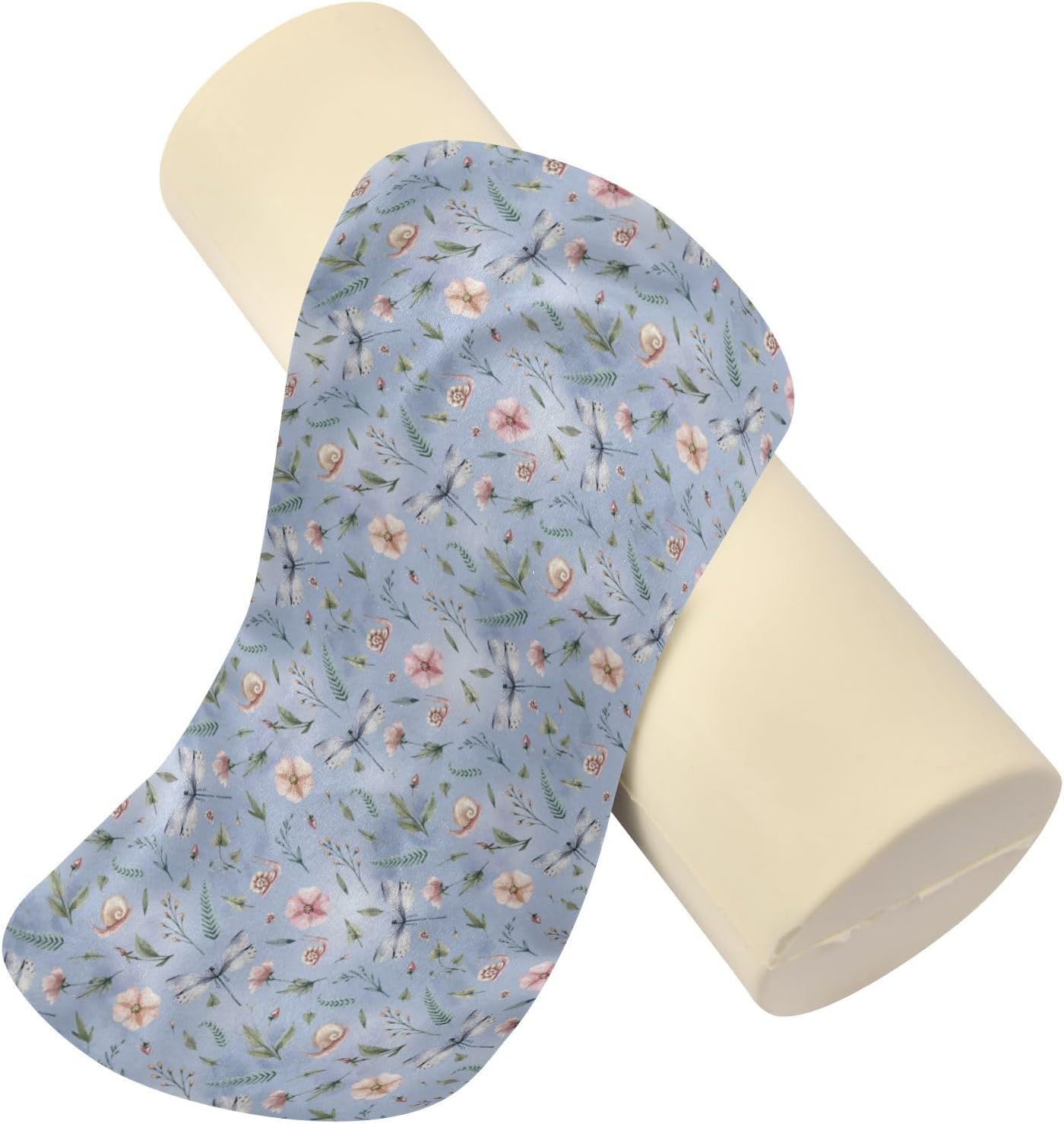 FRODOTGV Flowers Leaves Dragonflies Snails Bolster Pillow Spa Therapeutic Neck Roll Pillow Round Pillows for Sleeping Pillows Cylinder Bed Back
