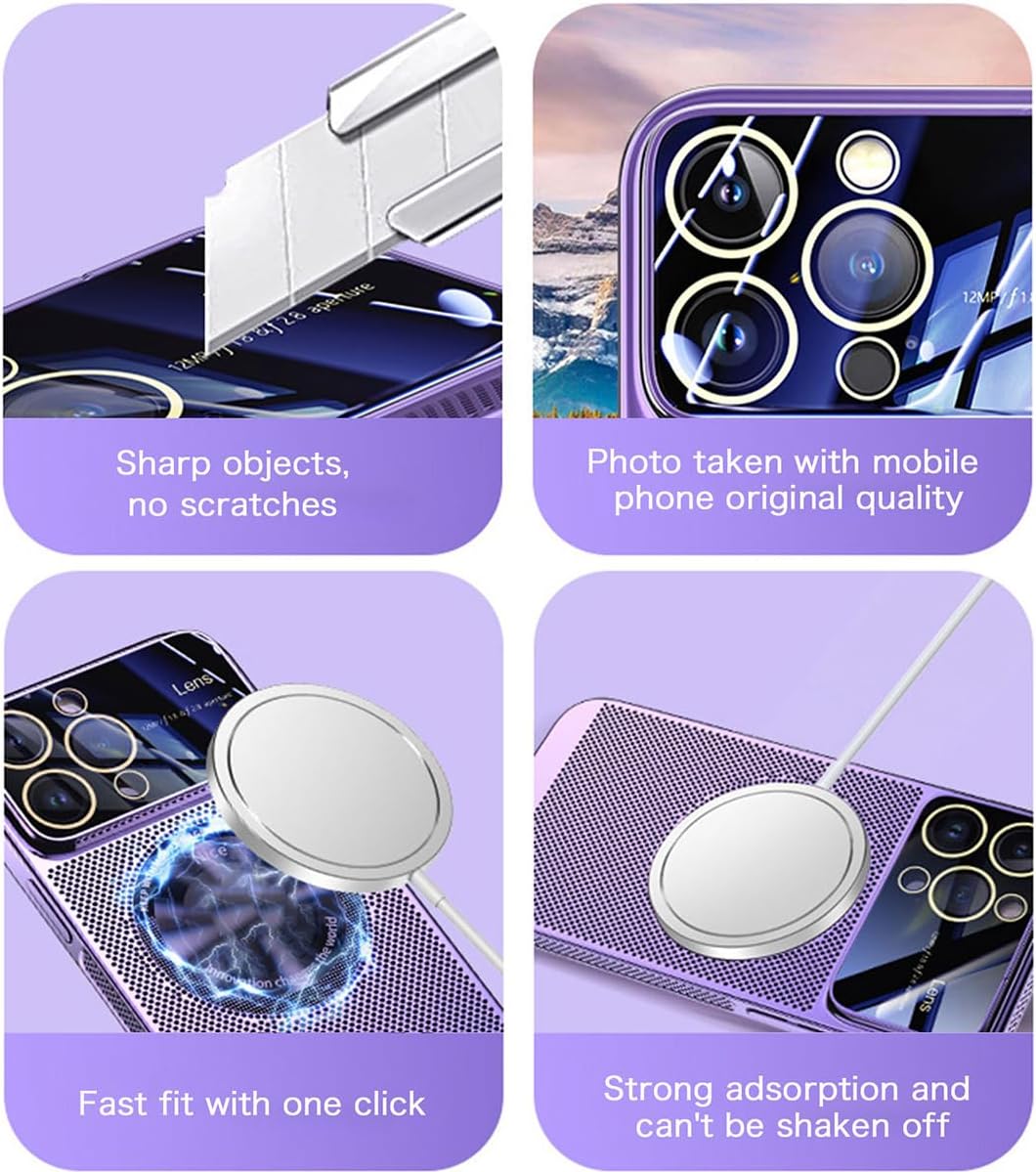 Funda magnética de disipación de calor galvanizada para iPhone 13 14 Plus Pro Max, funda de refrigeración magnética sin marco para ventana grande,