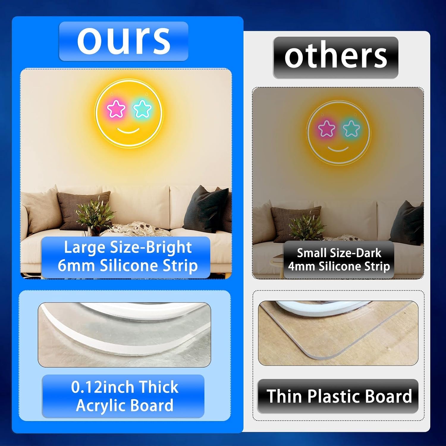 Letrero de neón de cara sonriente, letrero de neón regulable para decoración del hogar, luces LED de neón, decoración de pared, letrero de neón