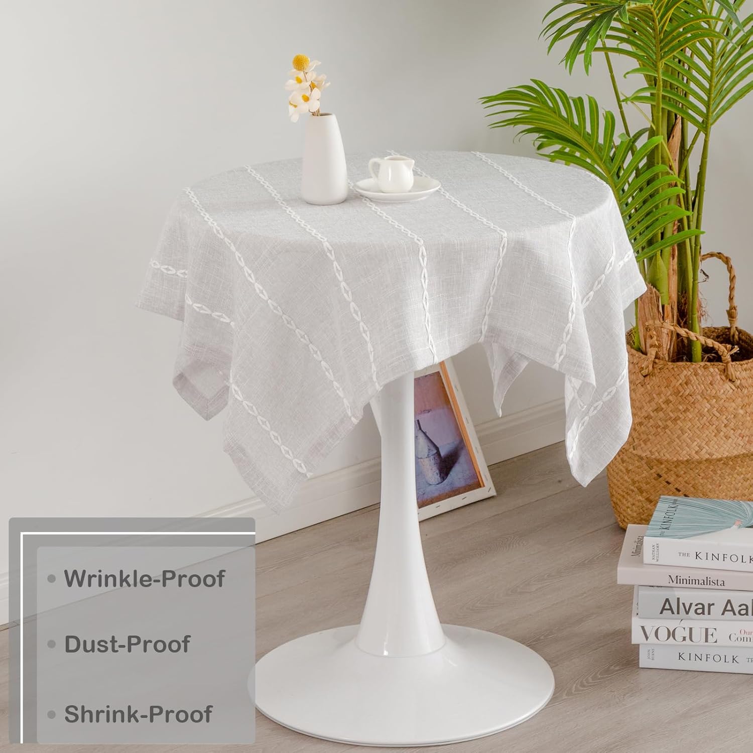 YZKITM Mantel pequeño de lino cuadrado rústico lavable, resistente a las arrugas, resistente a las arrugas, mantel de estilo rústico estilo granja