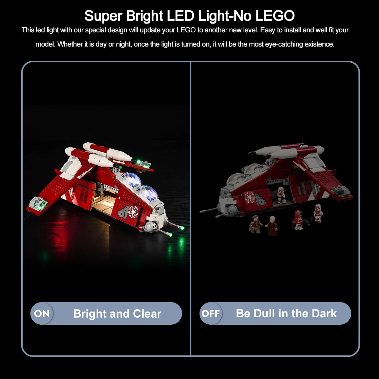 BrickBling Kit de luces para Lego The Clone Wars Coruscant Guard Gunship (sin modelo), luces creativas compatibles con Lego 75354-versión de control