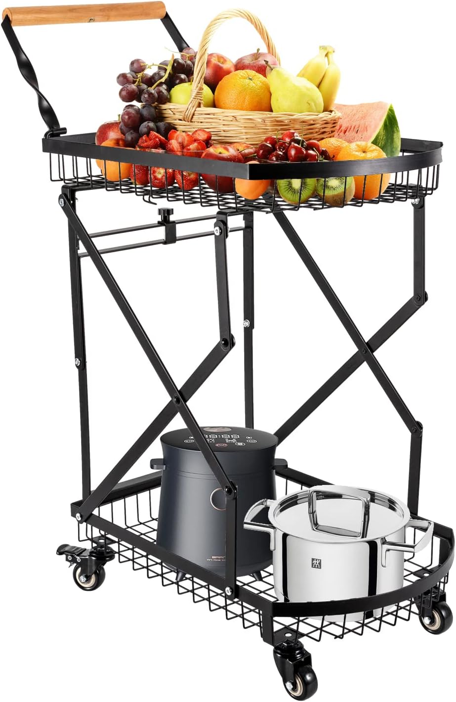 Camión de mano plegable multiusos 2 en 1 con mango retráctil en ruedas, carrito de compras con ruedas rodantes, carga de 88 libras