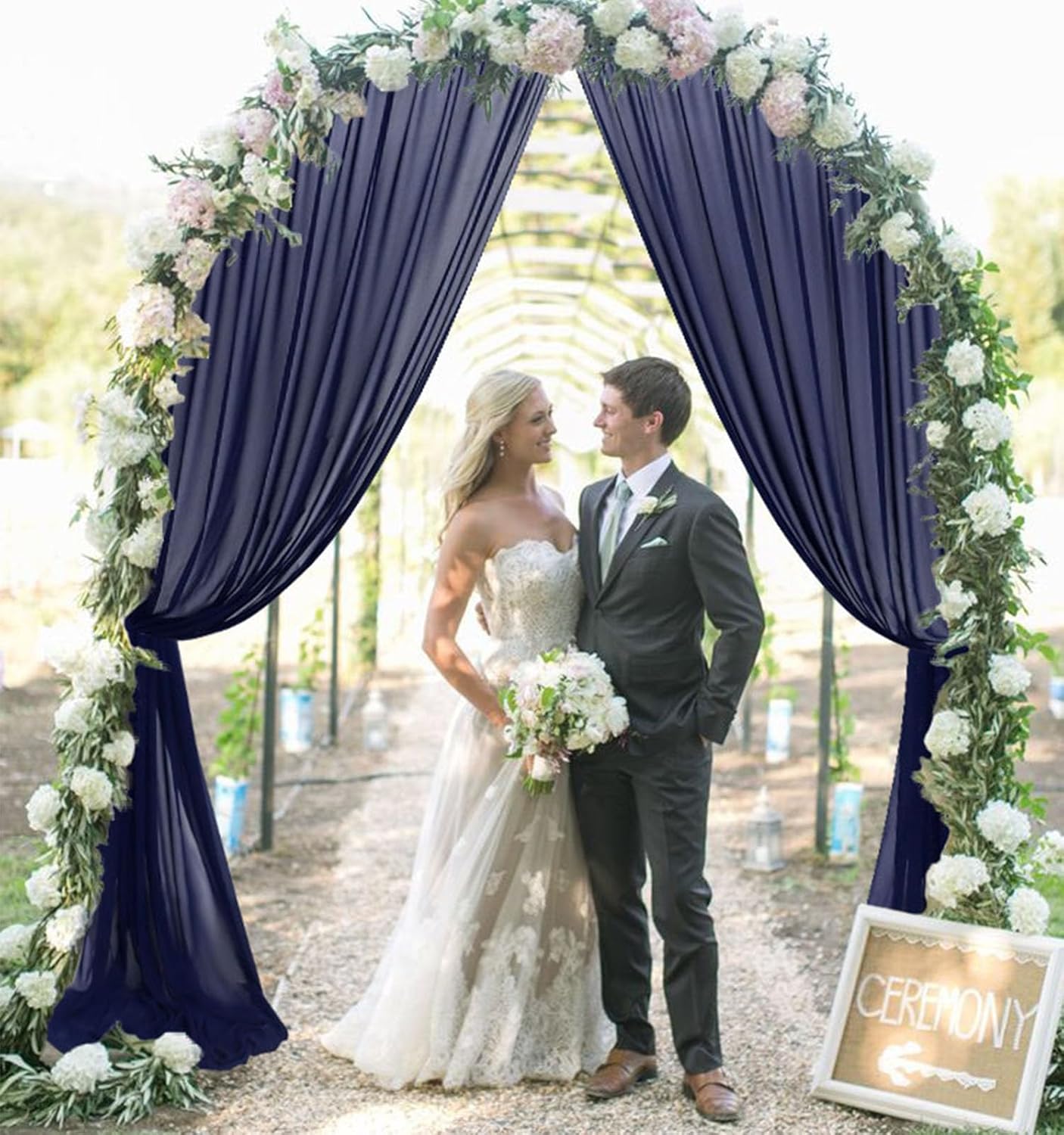 1 panel de tela de gasa de 29 x 20 pies, color azul marino, cortinas transparentes para telón de fondo, para arco de boda, arcos de boda para