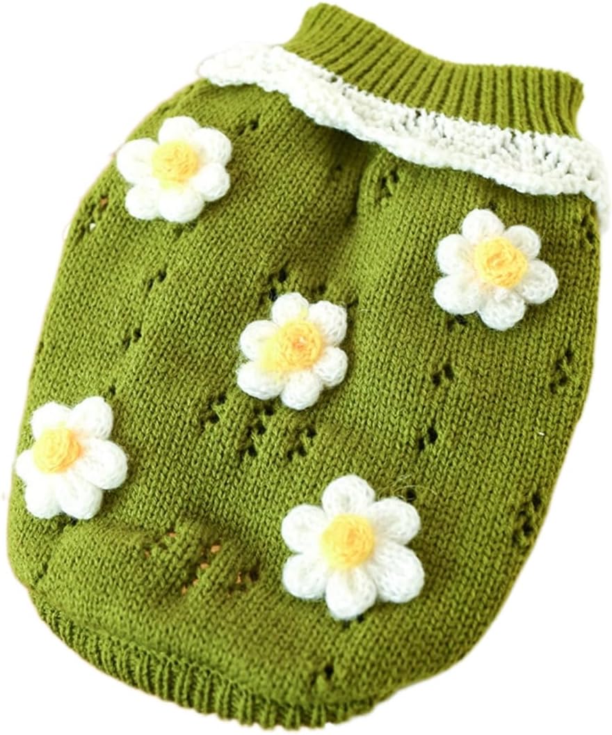 Suéter de punto para perro, cálido y cómodo, con patrón de flores, suéter feo de Navidad, abrigo de invierno para Chihuahua, cachorro, ropa de