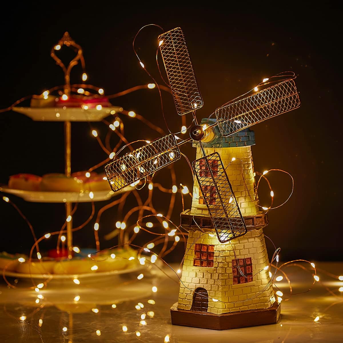 Ariceleo Tira de luces a pilas, 6 paquetes de 6.5 pies, 20 luces LED de 6.5 pies, mini cable plateado, funciona con pilas, guirnalda de luces de