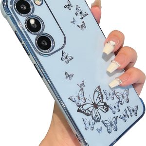 ZTOFERA Funda de teléfono para Samsung Galaxy S23 5G, elegante mariposa, para niñas y mujeres encantadoras, chapado suave, cubierta protectora todo ZTOFERA Funda de teléfono para Samsung Galaxy S23 5G, elegante mariposa, para niñas y mujeres encantadoras, chapado suave, cubierta protectora todo