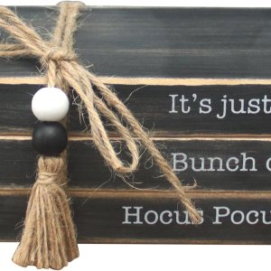 It’s Just A Bunch of Hocus Pocus, libros decorativos apilados de madera, decoración de mesa de madera, decoración de Halloween de madera rústica de It’s Just A Bunch of Hocus Pocus, libros decorativos apilados de madera, decoración de mesa de madera, decoración de Halloween de madera rústica de