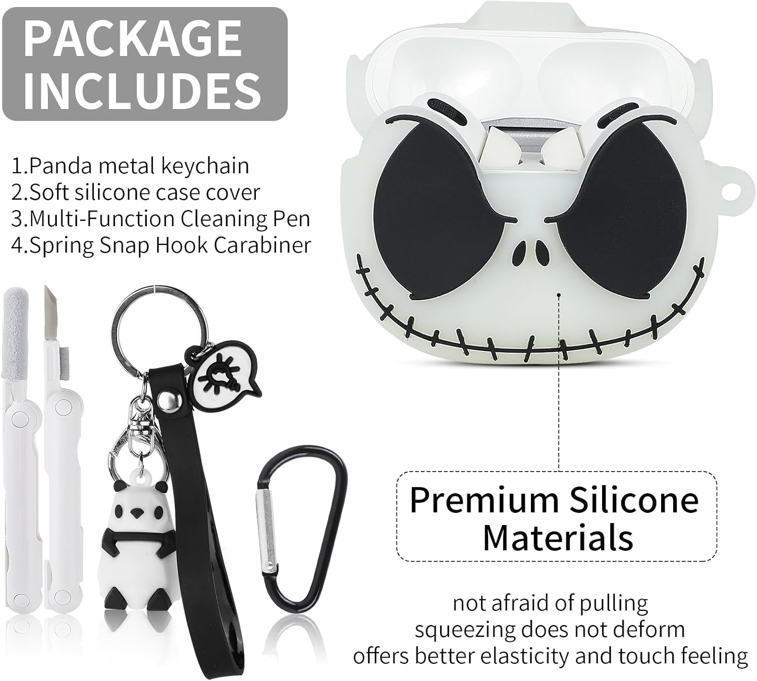 Funda compatible con Apple AirPods Pro de 21 generación con kit de limpieza y bonito llavero, funda protectora de silicona suave y divertida que