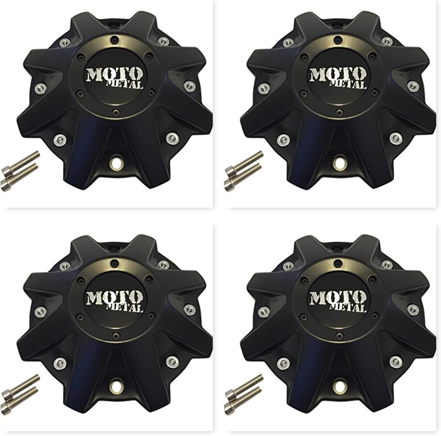 Paquete de 4 tapas centrales de rueda Moto Metal 970 479L214 BP-479-MOTO color negro satinado HT 005-019