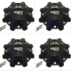 Paquete de 4 tapas centrales de rueda Moto Metal 970 479L214 BP-479-MOTO color negro satinado HT 005-019 Paquete de 4 tapas centrales de rueda Moto Metal 970 479L214 BP-479-MOTO color negro satinado HT 005-019