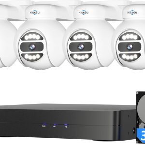 Seguimiento humano+disco duro de 3 TB Sistema de cámara de seguridad Hiseeu 4K PoE, sistemas de seguridad para el hogar con 4 cámaras PoE de 5MP Seguimiento humano+disco duro de 3 TB Sistema de cámara de seguridad Hiseeu 4K PoE, sistemas de seguridad para el hogar con 4 cámaras PoE de 5MP