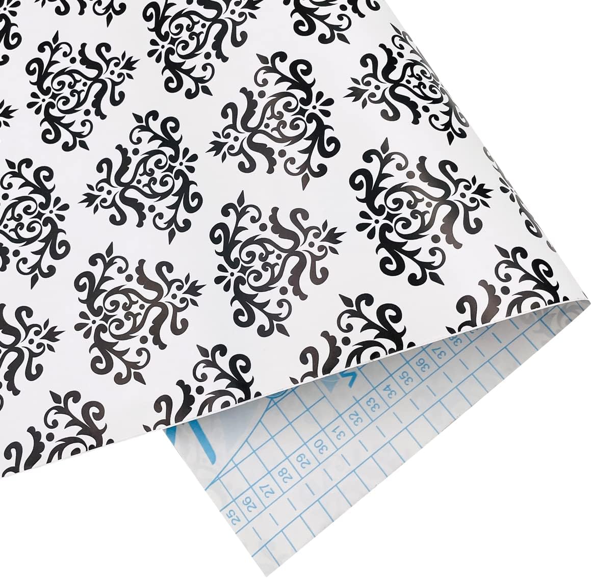 Yifely Revestimiento autoadhesivo para estantes, papel extraíble para muebles para cubrir cajones de apartamentos, damasco negro retro, 17.7