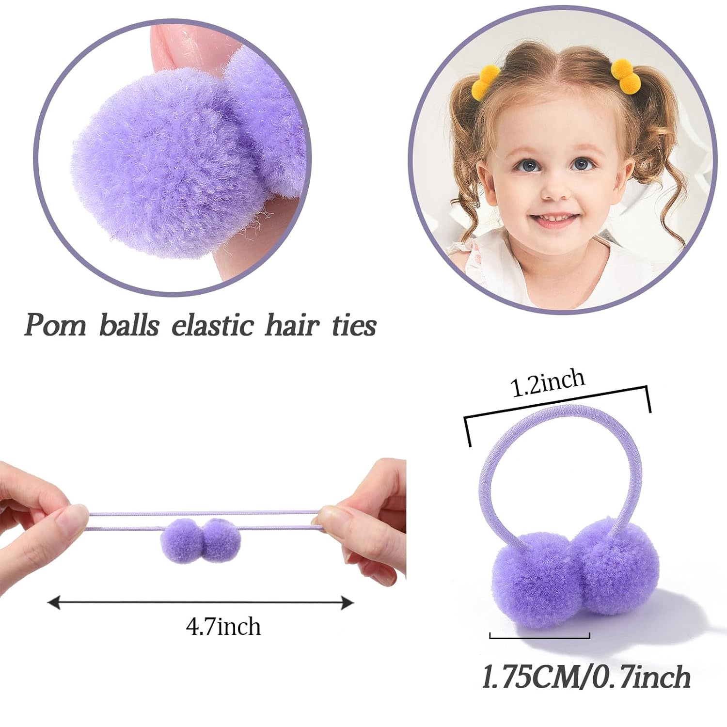 40 lazos para el pelo de bebé, accesorios para el cabello de niñas, bola de pompón pequeño, elástico para el cabello esponjoso, banda de goma para