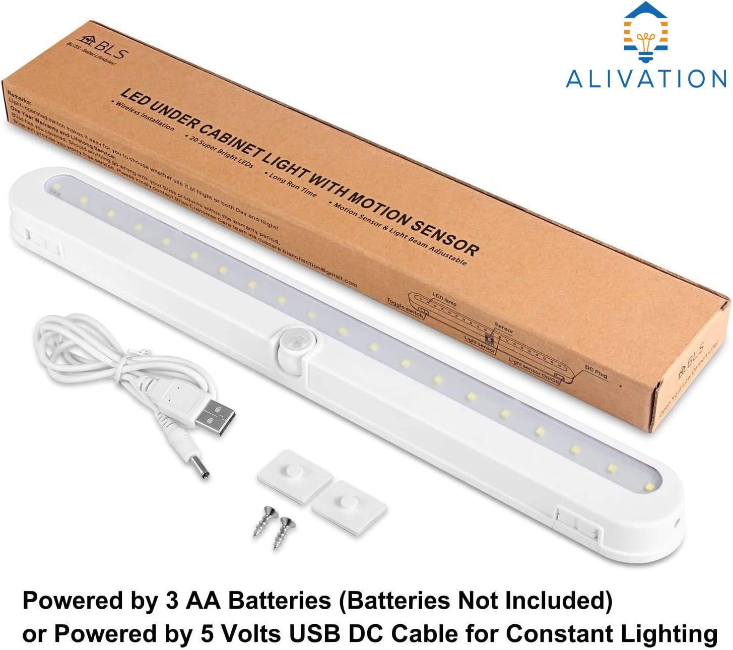 Luces de armario a pilas, luces LED con sensor de movimiento, luces para interiores debajo del gabinete, luces debajo del mostrador para cocina, 3