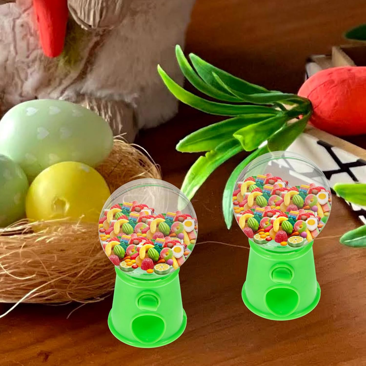 STOBOK Máquina de dulces, 12 unidades divertidas y giratorias, caja de plástico para dulces, dispensador de caramelos, mini máquina de chicles para